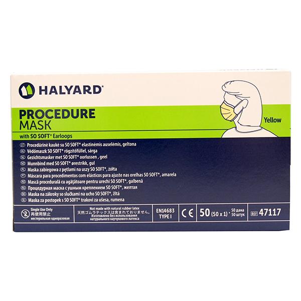 Halyard Health Model 47117 3 Layer Procedure Mask 50 Masks/ Box Yellow ...