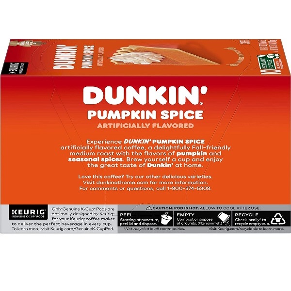 Dunkin' Donuts Pumpkin Spice Flavored Coffee, 60 K Cups for Keurig Coffee Makers