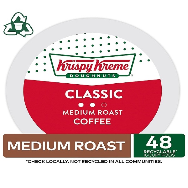 Krispy Kreme Classic, Single-Serve Keurig K-Cup Pods, Medium Roast Coffee, 0.33 Ounce