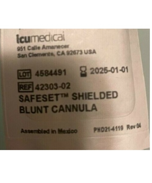 ICU MEDICAL 42303-02 SAFESET SHIELDED BLUNT CANNULA